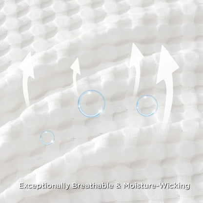 Bedsure Cooling Cotton Waffle Oversized King Blanket - Lightweight Breathable Blankets Rayon Derived from Bamboo for Hot Sleepers, Luxury Throws for Bed and Sofa, White, 120x96 Inches