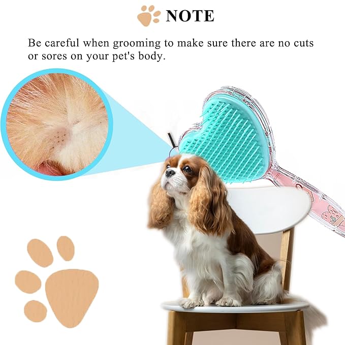 Small Dog Brush, Soft Dog Grooming Comb for Shih Tzus, Yorkies, Maltipoos, Maltese, Love Shape Puppy Massaging Pet Hair Brush, Cat Brush, for Small Dogs Cats of All Hair Types (Pink Blue)-Mewly Pet