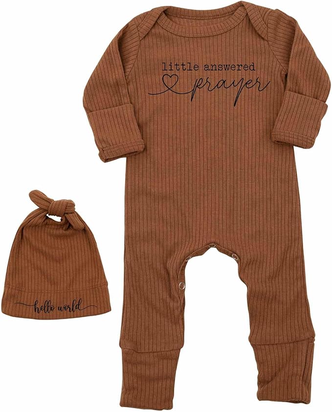 Little Answered Prayer Bodysuit Infant Romper Baby Announcement 0-3 Months Clothes Cute Religious Boys Girls Outfit