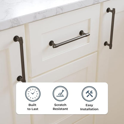 Franklin Brass Francisco (5-Pack) Cabinet Handles 5-1/16' Hole Center Soft Iron Kitchen Drawer Pulls Dresser, Furniture Hardware P29618K-SI-B1