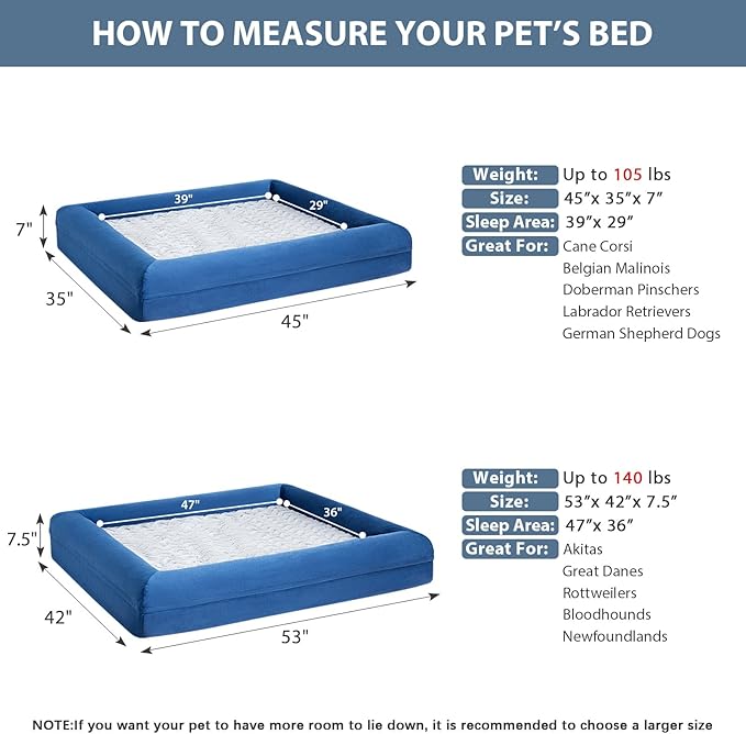 WNPETHOME XXL Extra Large Dog Bed, Washable Dog Couch with Removable Waterproof Cover, Orthopedic Large Pet Sofa Bed with Bolster Sides for Sleeping-Mewly Pet