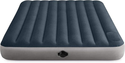 Intex 64783E Dura-Beam Standard Single-High Air Mattress: Fiber-Tech – Queen Size – 2-Step Pump – 10in Bed Height – 600lb Weight Capacity