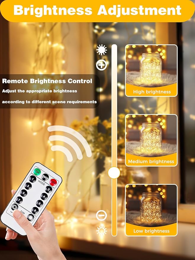 6 Pack 60LED Christmas Battery Operated Fairy Lights with Remote, 8 Modes String Lights with Timer, Dimmable, Memory Function, Waterproof Twinkle Lights for Outdoor Indoor Christmas Decor(Warm White)