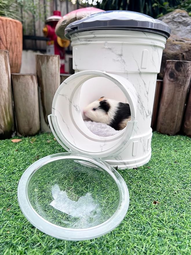 Hamster Carrier Cage, Marble Print Anti-bite and Chewproof Design, Table Chinchillas Cage for Small Guinea Pig Bird Parrot Budgies, Front and Top Ventilation-Mewly Pet