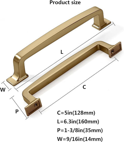 Khtumeware 20 Pack 5 Inch Brushed Brass Cabinet Pulls - Gold Drawer Handles for Kitchen, Cupboard, Hardware