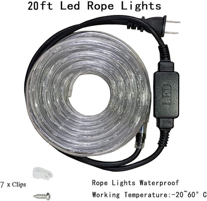 Blue LED Rope Light, 20Ft LED Strip Lights Outdoor Waterproof Decorative Lighting for Indoor/Outdoor Decorations, Deck, Patio, Party and Bedroom Decorations