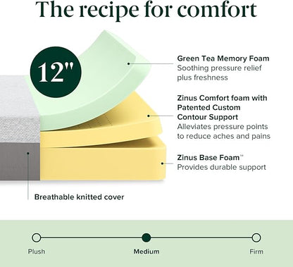 ZINUS 12 Inch Ultima Memory Foam Mattress [New Version], Full, Fiberglass Free, Medium Firm Feel, Breathable Airflow Memory Foam, Certified Safe Foams & Fabric, Mattress in A Box