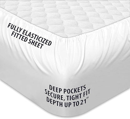 COONP Full Mattress Topper, Extra Thick Pillowtop, Cooling Plush Mattress Pad Cover Cotton Top Bed Topper Protector with 8-21 Inch Deep Pocket