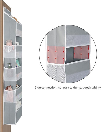 Univivi Hanging Storage Organizer Nursery Closet Cabinet Baby Storage with 5 Large Compartments 6 Side Pockets for Cosmetics, Toys and Sundries (Grey)