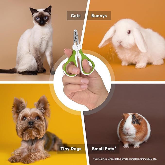 Cat Nail Clippers for Beginners and Groomers - Best Pet Nail Clippers & Claw Trimmer for Home Grooming Kit - Grooming Tool for Small Animals Tiny Dog Indoor Cat Bunny Rabbit Bird Kitten - Ebook Guide-Mewly Pet