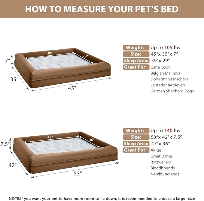 WNPETHOME XXL Extra Large Dog Bed, Washable Dog Couch with Removable Waterproof Cover, Orthopedic Large Pet Sofa Bed with Bolster Sides for Sleeping-Mewly Pet