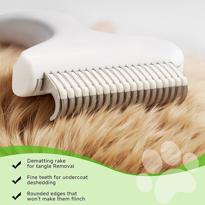 Undercoat Shedding Brush for Dogs & Cats – Professional Deshedding & Dematting Tool –Steam Brush for Cat & Dog Includes Waterless Shampoo-Mewly Pet