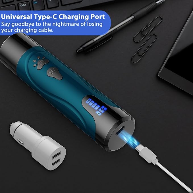 Dog Nail Trimmers and Dog Nail Clippers Kit, Whisper Quiet Electric Grinder with Light, for Small, Medium, Large Dogs, Cats Toenail Grooming, 3 Speeds-Mewly Pet