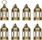 8Pcs 5-inch Mini Lanterns Centerpieces for Table, Baby Shower Decorations, Vintage Small Lantern for Halloween Decorations, Party Lights for Enchanted Forest Decorations, Wedding Decor, Brushed Brass