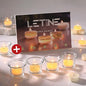 LETINE 24pcs Clear Tealight Candle Holder & 24pcs White, Smokeless, Unscented Soy Wax Tea Candles - Votive Candle Holders, Tea Lights Candles for for Fall Decorations,Weddings Decor