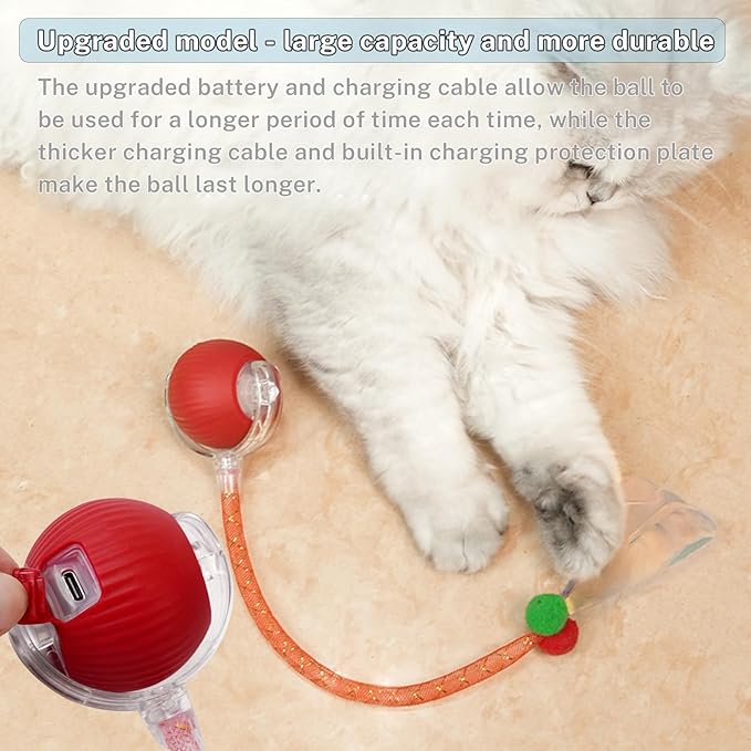 New Upgraded Cat Ball Toy - Speedy Tail 2.0 Cat Toy, Interactive Cat Toy Ball, Stimulating Toys and Juguetes para Gatos, Cat Toys for Bored Indoor（Sound Switchable） (Blue)-Mewly Pet