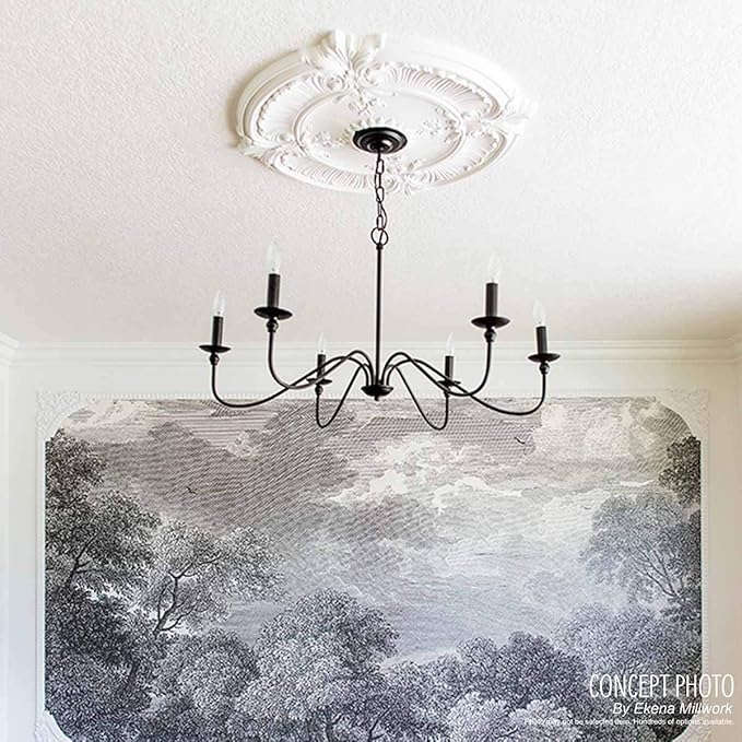 Ekena Millwork CM12BRBPS 12-1/2" x 3-7/8" x 3/4" Bradford Ceiling Medallion, Black Pearl