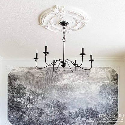 Ekena Millwork CM12BRBPS 12-1/2" x 3-7/8" x 3/4" Bradford Ceiling Medallion, Black Pearl