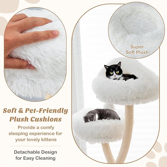 PETSITE 70" Tall Cat Tree, Cat Tower with Scratching Posts and Board, Multi-Level Cat Tower for Large Cats 20 lbs+ with 3 Cozy Perches and Dangling Balls, Modern Cat Tree for Indoor Cats Large Adult-Mewly Pet