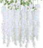 mizii 6Pcs White Wisteria Hanging Flowers 48" Silk Wisteria Artificial Flowers Garland Vines Fake Hanging Flowers Decoration for Wedding Flower Wall Backdrop Centerpieces Party Room Decor (White)