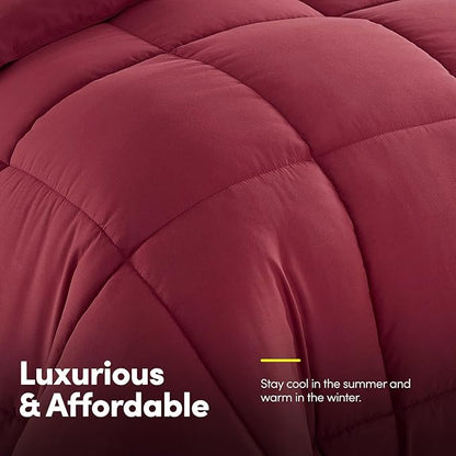 RV Short Queen Comforter Set for RV Camper - Comforter Set with Fitted & Flat Sheet, 4 Pillowcases - Tailored for RV Short Queen Beds - Cozy Essentials for Your RV Bedroom, Burgundy