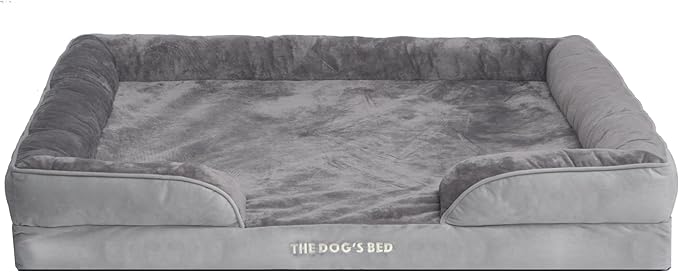 The Dog’s Bed, Orthopedic Standard Foam Waterproof Dog Bed with Standard Support, XXL Silver Grey Plush, Waterproof, Supportive Dog Bed with Replaceable Covers, Veterinary Approved-Mewly Pet