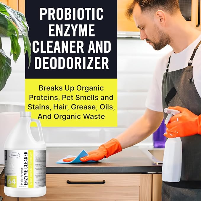 Multi-Purpose Probiotic Enzyme Cleaner, Made in USA - Pet Stain and Odor Remover - Concentrated - Professional & Home Strength Drains, Floors, Bathrooms, Toilets Trash Can, (1 gallon, Citrus)-Mewly Pet