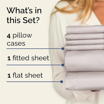 King 6 Piece Sheet Set - Comfy Breathable & Cooling - Ultra-Soft Hotel Luxury Bedding Set with 8-16 Inch Deep Pockets - 1 Flat & 1 Fitted Sheet & 4 Pillowcases - Wrinkle Free & Easy Care - Light Grey
