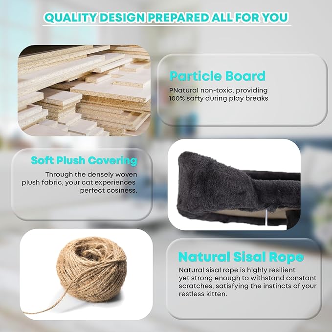 FDW Cat Tree 70in Cat Tower Multi-Level Durable Cat Scratching Post & Cozy Fun Cat Jumping Platform Space Saving Cat Condo Pet Play House for Indoor Cats,Dark Gray-Mewly Pet