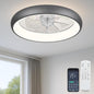 20'' Ceiling Fan with Light, Upgraded Low Profile Fan, Flush Mount Ceiling Fan, 6 Speeds, Dimmable LED, App & Remote Control, Quiet DC Motor, for Bedroom, Living Room, F109 Grey