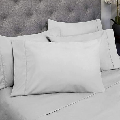 Sweet Home Collection 6 Piece 1500 Supreme Collection Brushed Microfiber Deep Pocket Sheet Set-2 Extra Pillow Cases, Great Value, Split King, Silver