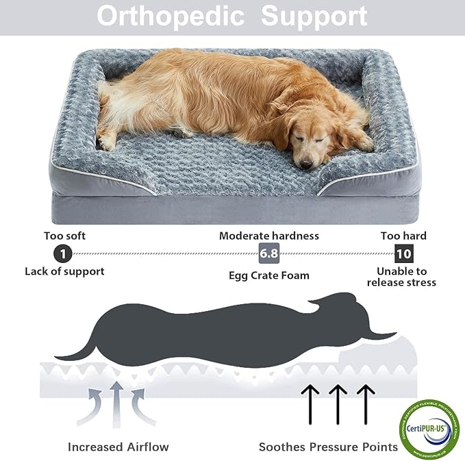 WNPETHOME Dog Beds for Large Sized Dogs, Washable Orthopedic Dog Couch Sofa Bed with Waterproof Lining & Non-Skid Bottom for Pet Sleeping-Mewly Pet
