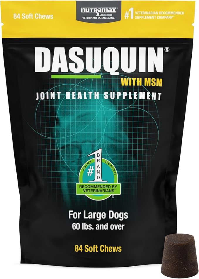 Nutramax Laboratories Dasuquin with MSM Soft Chews Large Dog 84 Count, brown-Mewly Pet