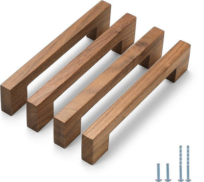 Walnut Square 5 in 10 pcs Wooden Drawer Pulls Handle pulls for cabinets Kitchen Cabinet Drawer pulls Cabinet Door Pull
