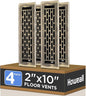 2x10 Inches 4 Pack Heavy Duty Walkable Floor Register - Easy Adjust Air Supply Lever Decorative Floor Vent Covers, Boston Design Vent Covers for Home - Antique Brass