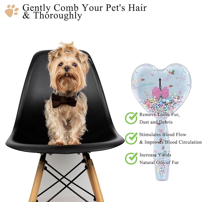 Small Dog Brush, Soft Dog Grooming Comb for Shih Tzus, Yorkies, Maltipoos, Maltese, Love Shape Puppy Massaging Pet Hair Brush, Cat Brush, for Small Dogs Cats of All Hair Types (Sky Blue)-Mewly Pet