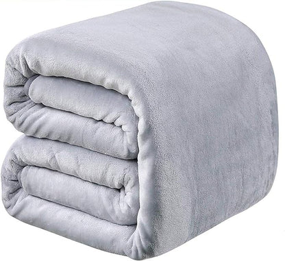 Polar Fleece Blankets Twin Size for The Bed Extra Soft Brush Fabric Super Warm Sofa Blanket 66" x 90"(Light Gray Twin)