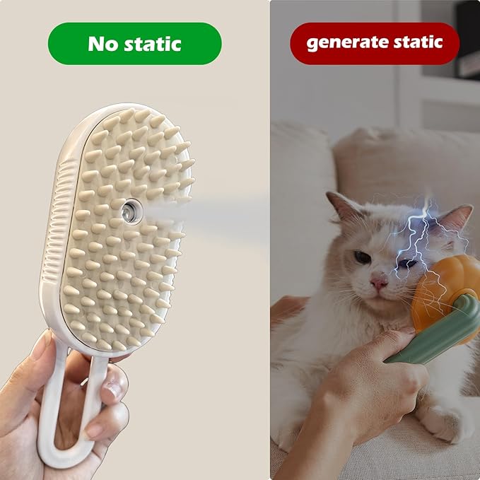 Cat Steam Brush for Shedding, Steam Brushes for Indoor Cats, 4 In 1 Rechargeable Cat Grooming Brush,Anti-Static, Massage, Cleaning, Shedding & Combing-Mewly Pet