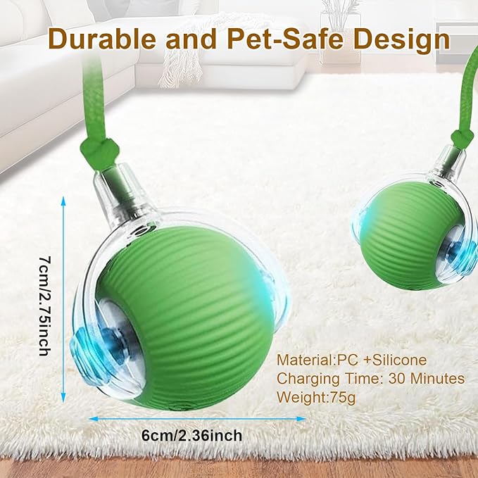 Interactive Cat Toy, 2025 New Interactive Rolling Cats Dog Toy Balls 360° Smart Automatic Rolling Pet Ball, Fast Moving Toy for Dog,Cat Ball Toy(Geen)-Mewly Pet