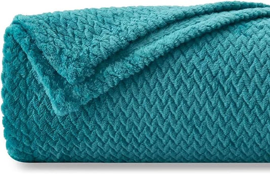 NEWCOSPLAY Super Soft Twin Blanket Dark Blue Premium Silky Flannel Fleece Leaves Pattern Lightweight Bed Blanket All Season Use (Dark Blue, Twin(60"x80"))
