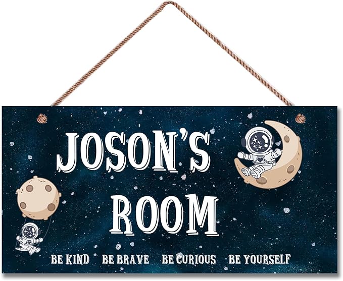 Personalized Signs Astronaut Sign For Boys Room Wall Art Decoration Exquisite Decorative Signs Custom Name for Kids Room Wall Art Decor Outer Space Theme Decor Nursery Decor For Little Man Cave
