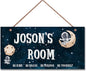 Personalized Signs Astronaut Sign For Boys Room Wall Art Decoration Exquisite Decorative Signs Custom Name for Kids Room Wall Art Decor Outer Space Theme Decor Nursery Decor For Little Man Cave