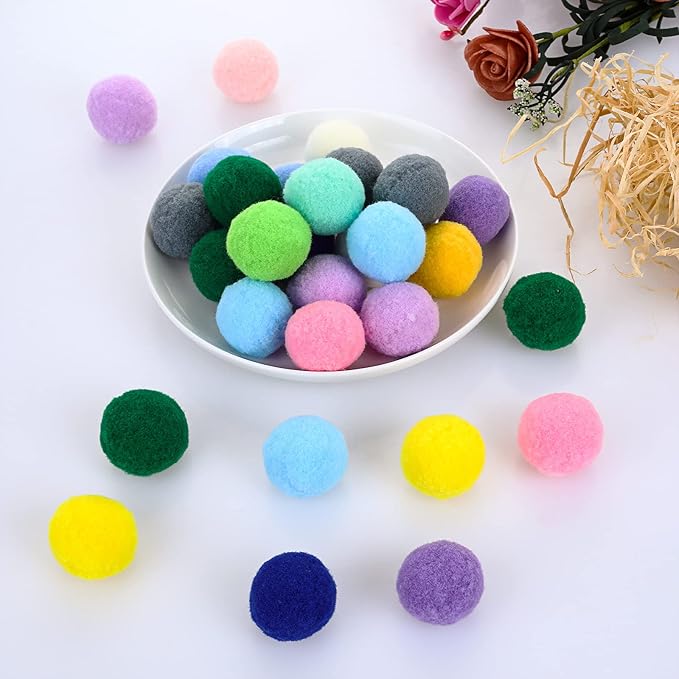 Molain Large Cat Toy Balls, Soft Cat Balls 1Inch Kitten Pom poms Ball Cat Play Toy (50 Pcs)-Mewly Pet