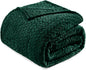 Exclusivo Mezcla Fleece Twin Size Blanket for Bed, 90x66 Inches Soft Cozy Jacquard Flannel Blankets, Lightweight Fuzzy Plush Warm for Winter, Forest Green
