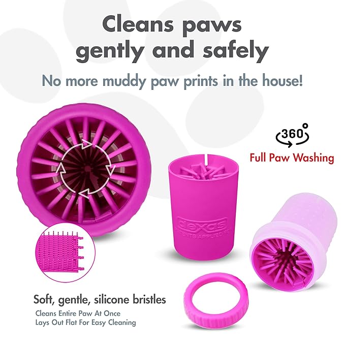 Dexas MudBuster Portable Dog Paw Cleaner, Small, Fuchsia - Premium Quality Pet Accessory-Mewly Pet