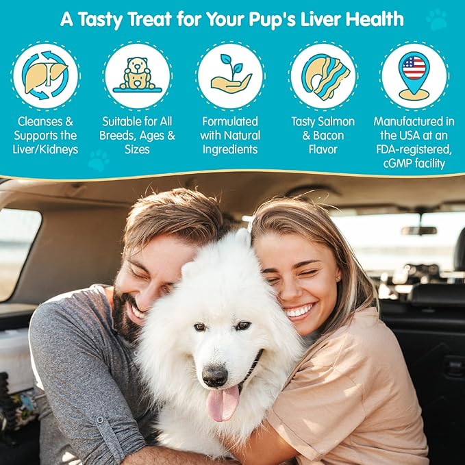 Wanderfound Pets Milk Thistle for Dogs – Tasty Salmon & Bacon Flavored Natural Liver Support for Pets – Kidney Cleanse Detox & Repair Formula Manufactured in The USA – 100 Chewable Tablets-Mewly Pet