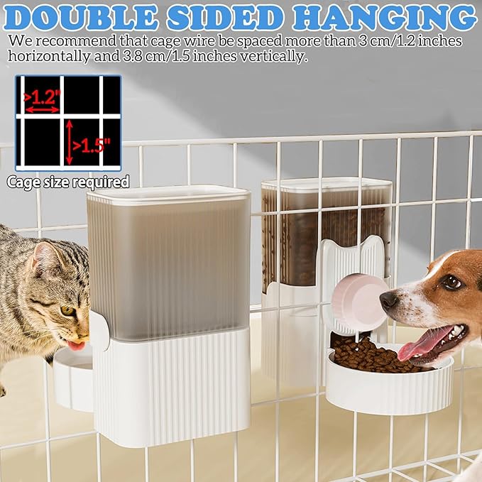 kathson Rabbit Gravity Auto Feeder Set 35oz Hanging Automatic Food Water Dispenser Cage Automatic Feeder Set for Rabbit Chinchilla Guinea Pig Hedgehog Ferret Kitty Puppy (Pink)-Mewly Pet