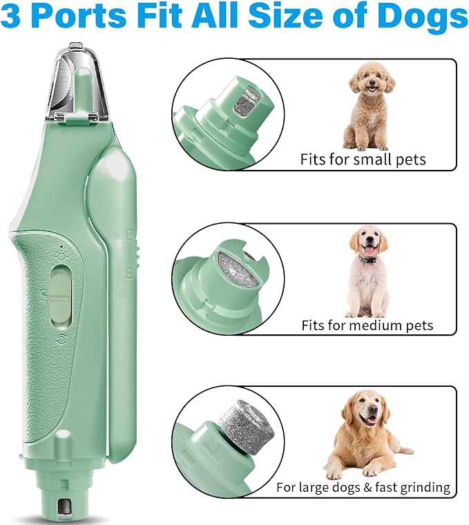 Dog Nail Clippers & Cat Nail Clipper with Catcher, 2 in 1 Dog Nail Trimmers & Grinder with Light for Large Small Dogs Cats,Silent Groom Pro Claw Trimmer, Rechargeable Dogs Nails Grinder Quiet-Mewly Pet