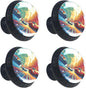 Race Cars with Colorful Racing Track Cabinet Knobs, 35mm Round Glass Knobs for Dressers and Drawers, Decorative Handles Pulls for Home Kitchen Bedroom, 4 Pack