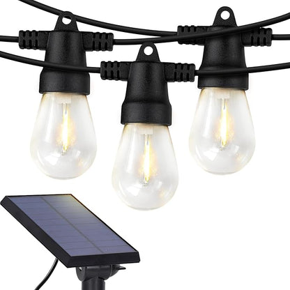 Brightech Ambience Pro Solar Powered Outdoor String Lights -27 ft Commercial Grade Waterproof Edison Patio Lights, Shatterproof LED String Lights for Outside, Porch - 12 Bulbs, 1W Soft White